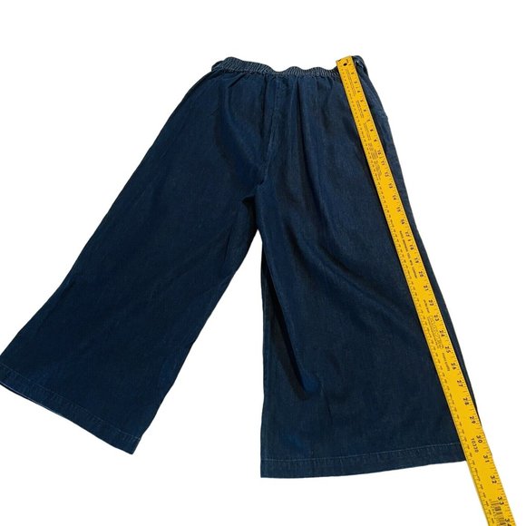 Mossimo Womens Dark Blue Light Denim Capri Pants Size S Front Belted High Waist - Picture 6 of 9